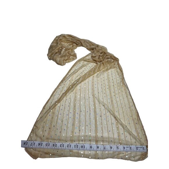 Golden Polka Dot Scarf - Shiny Mustard Yellow Wrap For All Seasons - Lightweight - Picture 4 of 5